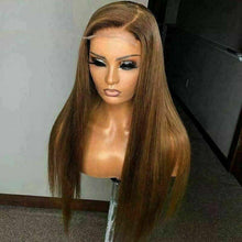 Load image into Gallery viewer, Luxury Special Ash Brown Blonde Remy Straight 100% Human Hair Swiss 13x4 Lace Front Glueless Wig U-Part, 360 or Full Lace Upgrade Available
