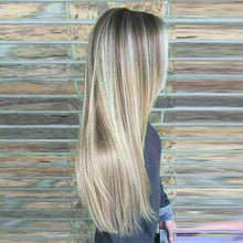 Load image into Gallery viewer, Luxury Balayage Highlight Brown Ash Blonde 100% Human Hair Swiss 13x4 Lace Front Glueless Wig  U-Part, 360 or Full Lace Upgrade Available
