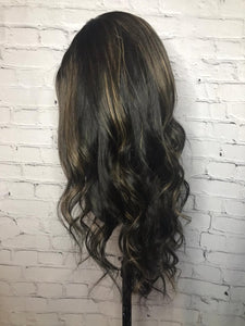 Luxury Darkest Brown Balayage Highlight 100% Human Hair Swiss 13x4 Lace Front Glueless Wig U-Part, 360 or Full Lace Upgrade Available