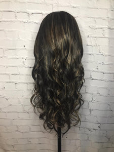 Luxury Darkest Brown Balayage Highlight 100% Human Hair Swiss 13x4 Lace Front Glueless Wig U-Part, 360 or Full Lace Upgrade Available