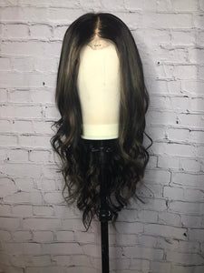 Luxury Darkest Brown Balayage Highlight 100% Human Hair Swiss 13x4 Lace Front Glueless Wig U-Part, 360 or Full Lace Upgrade Available