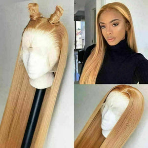 Luxury Remy Honey Golden Blonde #27 100% Human Hair Swiss 13x4 Lace Front Glueless Wig U-Part, 360 or Full Lace Upgrade Available