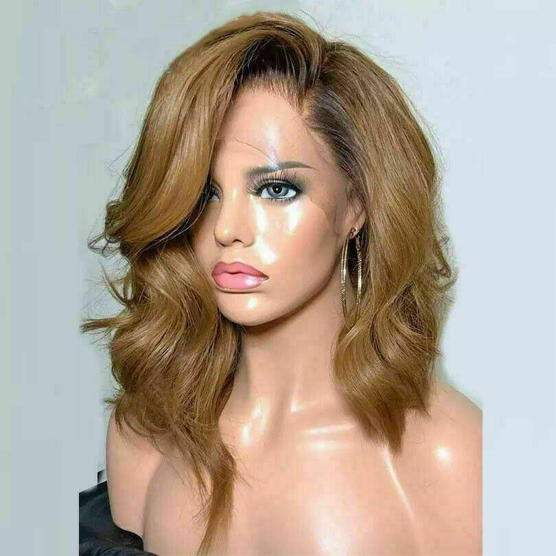 Luxury Bob Remy Wavy Ombre Honey Ash Blonde 100% Human Hair Swiss 13x4 Lace Front Glueless Wig U-Part, 360 or Full Lace Upgrade Available