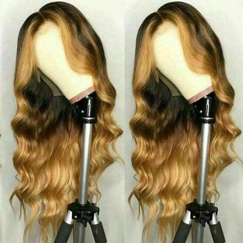 Luxury Remy Ombre Ash Honey Blonde 100% Human Hair Swiss 13x4 Lace Front Glueless Wig Golden U-Part, 360 or Full Lace Upgrade Available