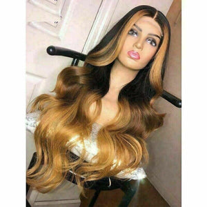 Luxury Remy Ombre Ash Honey Blonde 100% Human Hair Swiss 13x4 Lace Front Glueless Wig Golden U-Part, 360 or Full Lace Upgrade Available