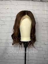 Load image into Gallery viewer, Luxury Chestnut Brown 100% Human Hair Swiss 13x4 Lace Front Glueless Wig U-Part, 360 or Full Lace Upgrade Available

