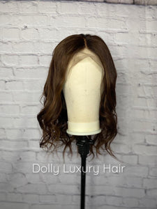 Luxury Chestnut Brown 100% Human Hair Swiss 13x4 Lace Front Glueless Wig U-Part, 360 or Full Lace Upgrade Available