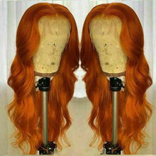 Load image into Gallery viewer, Luxury Remy Wavy Orange Body Wave 100% Human Hair Swiss 13x4 Lace Front Glueless Wig Colouful U-Part or Full Lace Upgrade Available
