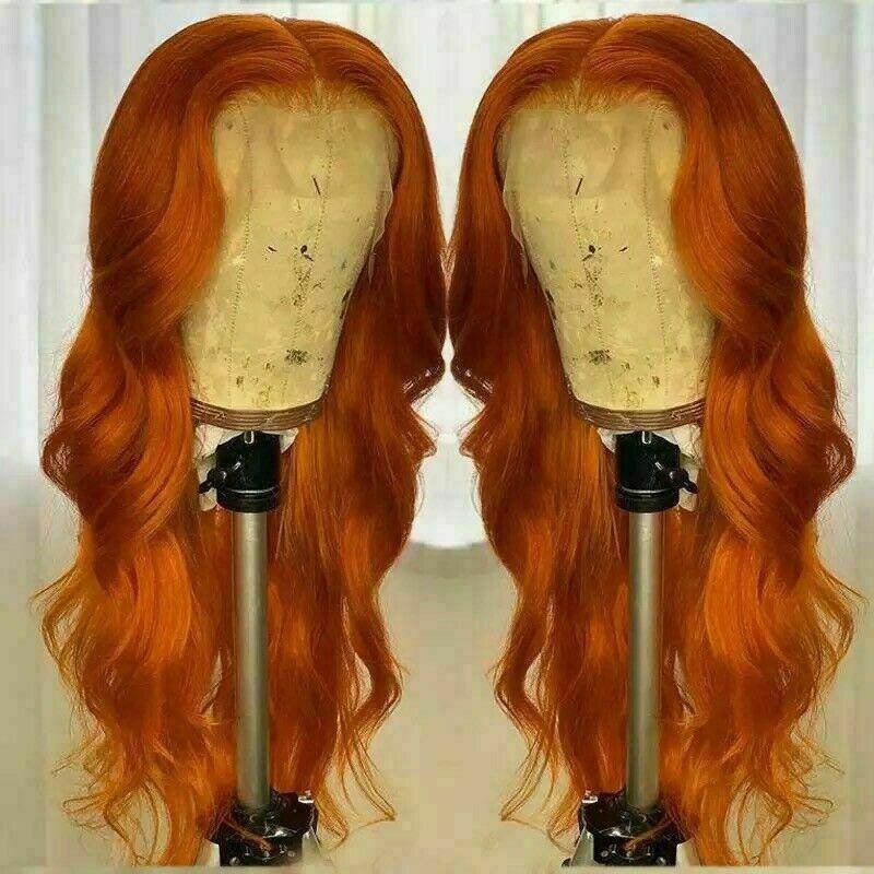 Luxury Remy Wavy Orange Body Wave 100% Human Hair Swiss 13x4 Lace Front Glueless Wig Colouful U-Part or Full Lace Upgrade Available
