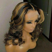 Load image into Gallery viewer, Luxury Wavy Balayage Highlight Brown 100% Human Hair Swiss 13x4 Lace Front Glueless Wig  Bob U-Part, 360 or Full Lace Upgrade Available
