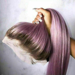 Luxury Remy Ombre Lilac Purple 100% Human Hair Swiss 13x4 Lace Front Glueless Wig Colouful U-Part, 360 or Full Lace Upgrade Available