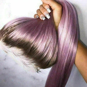 Luxury Remy Ombre Lilac Purple 100% Human Hair Swiss 13x4 Lace Front Glueless Wig Colouful U-Part, 360 or Full Lace Upgrade Available