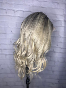 Luxury Balayage Ash Platinum Blonde 100% Human Hair Swiss 13x4 Lace Front Glueless Wig U-Part, 360 or Full Lace Upgrade Available