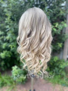 Luxury Light Ash Platinum Blonde Balayage Highlight 100% Human Hair Swiss 13x4 Lace Front Glueless Wig U-Part, 360 or Full Lace Upgrade Available