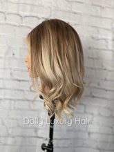 Load image into Gallery viewer, Luxury Balayage Highlight Brown Ash Blonde 100% Human Hair Swiss 13x4 Lace Front Glueless Wig  U-Part, 360 or Full Lace Upgrade Available
