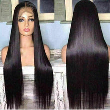 Load image into Gallery viewer, Luxury Straight Black #1B Natural Black 100% Human Hair Swiss 13x4 Lace Front Glueless Wig U-Part, 360 or Full Lace Upgrade Available
