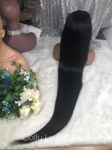 Luxury 30” 32” 34” 36” 38” 40” inches Natural Black #1B Virgin Human Hair Swiss 13x4 Lace Front Glueless Wig Human Straight Long