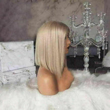 Load image into Gallery viewer, Luxury Platinum Blonde #60 Bob 100% Human Hair Swiss 13x4 Lace Front Glueless Wig Ash Human U-Part, 360 or Full Lace Upgrade Available
