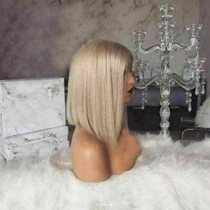 Luxury Platinum Blonde #60 Bob 100% Human Hair Swiss 13x4 Lace Front Glueless Wig Ash Human U-Part, 360 or Full Lace Upgrade Available