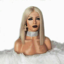 Load image into Gallery viewer, Luxury Platinum Blonde #60 Bob 100% Human Hair Swiss 13x4 Lace Front Glueless Wig Ash Human U-Part, 360 or Full Lace Upgrade Available
