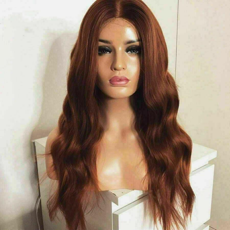 Luxury Remy Auburn #30 100% Human Hair Swiss 13x4 Lace Front Glueless Wig Wavy Ginger Red Wavy U-Part, 360 or Full Lace Upgrade Available