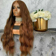 Load image into Gallery viewer, Luxury Remy Auburn #30 100% Human Hair Swiss 13x4 Lace Front Glueless Wig Wavy Ash U-Part, 360 or Full Lace Upgrade Available
