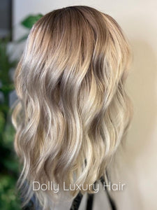 CRYSTAL | Luxe Ice Grey Balayage 100% Human Hair Swiss 13x4 Lace Front Glueless Wig  Bleached Knots Transparent Lace Full Lace Upgrade Available
