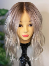 Load image into Gallery viewer, CRYSTAL | Luxe Ice Grey Balayage 100% Human Hair Swiss 13x4 Lace Front Glueless Wig  Bleached Knots Transparent Lace Full Lace Upgrade Available
