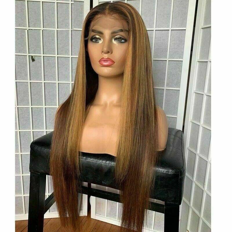Luxury Remy Ombre Ash Honey Blonde 100% Human Hair Swiss 13x4 Lace Front Wig Balayage Highlight U-Part, 360 or Full Lace Upgrade Available