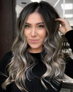 Luxury Ash Blonde Balayage Root Blur 100% Human Hair Swiss 13x4 Lace Front Glueless Wig Wavy U-Part, 360 or Full Lace Upgrade Available