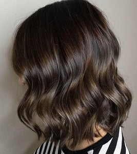 Luxury Subtle Ash Brown Balayage 100% Human Hair Swiss 13x4 Lace Front Glueless Wig Wavy U-Part, 360 or Full Lace Upgrade Available