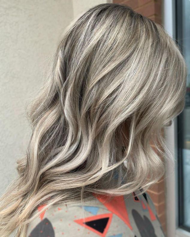 Luxury Dusty Grey Gray Blonde Smokey Lowlights Balayage 100% Human Hair Swiss 13x4 Lace Front Glueless Wig U-Part or Full Lace Upgrade Available