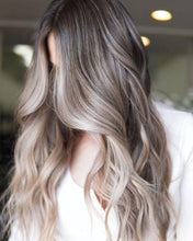 Load image into Gallery viewer, Luxury Babylights &amp; Ash Blonde  Brown Balayage 100% Human Hair Swiss 13x4 Lace Front Glueless Wig U-Part or Full Lace Upgrade Available
