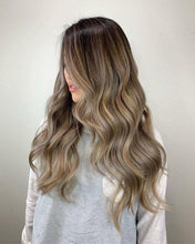 Load image into Gallery viewer, Luxury Ash Brown Ash Blonde Melted Balayage 100% Human Hair Swiss 13x4 Lace Front Glueless Wig U-Part, 360 or Full Lace Upgrade Available
