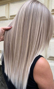 Luxury Balayage Highlight Light Ash Blonde Platinum 100% Human Hair Swiss 13x4 Lace Front Glueless Wig U-Part, 360 or Full Lace Upgrade Available