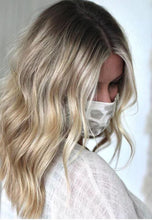 Load image into Gallery viewer, Luxury Dark Rooted Blonde Silver Hair Balayage 100% Human Hair Swiss 13x4 Lace Front Glueless Wig Wavy U-Part, 360 or Full Lace Upgrade Available
