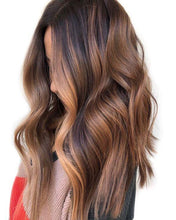 Load image into Gallery viewer, Luxury Caramel Blonde Brown Balayage with Money Pieces 100% Human Hair Swiss 13x4 Lace Front Wig Wavy U-Part or Full Lace Upgrade Available
