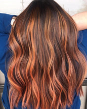 Load image into Gallery viewer, Luxury Tangerine  Balayage 100% Human Hair Swiss 13x4 Lace Front Glueless Wig Wavy U-Part, 360 or Full Lace Upgrade Available
