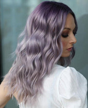 Load image into Gallery viewer, Luxury Muted Purple Platinum  Balayage 100% Human Hair Swiss 13x4 Lace Front Glueless Wig Wavy U-Part, 360 or Full Lace Upgrade Available
