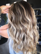 Load image into Gallery viewer, Luxury Toasted Coconut Balayage with Dark Roots 100% Human Hair Swiss 13x4 Lace Front Wig Wavy U-Part, 360 or Full Lace Upgrade Available
