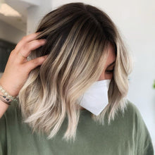 Load image into Gallery viewer, Luxury Rooty Blonde Shadow Roots Balayage 100% Human Hair Swiss 13x4 Lace Front Glueless Wig Wavy U-Part, 360 or Full Lace Upgrade Available
