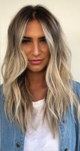Load image into Gallery viewer, Luxury Cool Balayage on Dirty Blonde Hair 100% Human Hair Swiss 13x4 Lace Front Glueless Wig Wavy U-Part, 360 or Full Lace Upgrade Available
