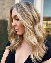 Load image into Gallery viewer, Luxury Warm Light Blonde Balayage 100% Human Hair Swiss 13x4 Lace Front Glueless Wig Wavy U-Part, 360 or Full Lace Upgrade Available
