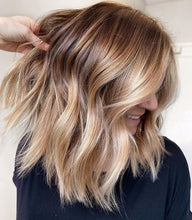 Load image into Gallery viewer, Luxury Honey Blonde Balayage 100% Human Hair Swiss 13x4 Lace Front Glueless Wig Wavy U-Part, 360 or Full Lace Upgrade Available
