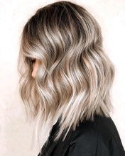 Load image into Gallery viewer, Luxury Brazilian Silver Blonde Balayage 100% Human Hair Swiss 13x4 Lace Front Glueless Wig Wavy U-Part, 360 or Full Lace Upgrade Available
