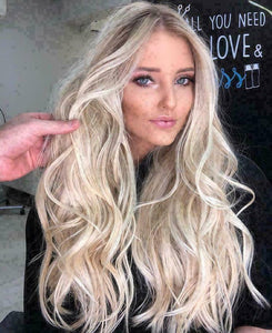 Luxury Balayage Highlight Light Ash Platinum Blonde 100% Human Hair Swiss 13x4 Lace Front Glueless Wig U-Part, 360 or Full Lace Upgrade Available