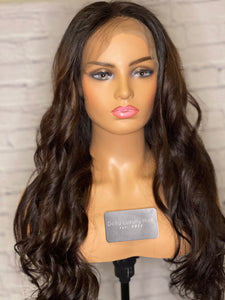 Luxury Dark Brown 100% Human Hair Swiss 13x4 Lace Front Glueless Wig U-Part, 360 or Full Lace Upgrade Available