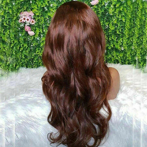Luxury Wavy Chocolate Medium Brown 100% Human Hair Swiss 13x4 Lace Front Glueless Wig Color 4 U-Part, 360 or Full Lace Upgrade Available