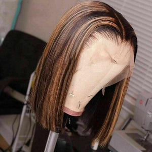 Luxury Remy Bob Ombre 100% Human Hair Swiss 13x4 Lace Front Glueless Wig Ash Blonde Balayage Highlight U-Part, 360 or Full Lace Upgrade Available