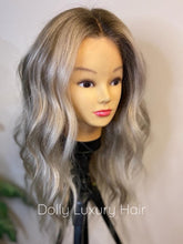 Load image into Gallery viewer, SARA | Luxe Cool Ash Blonde Balayage Human Hair Swiss 13x4 Lace Front Glueless Wig  Bleached Knots Transparent Lace Full Lace Upgrade Available
